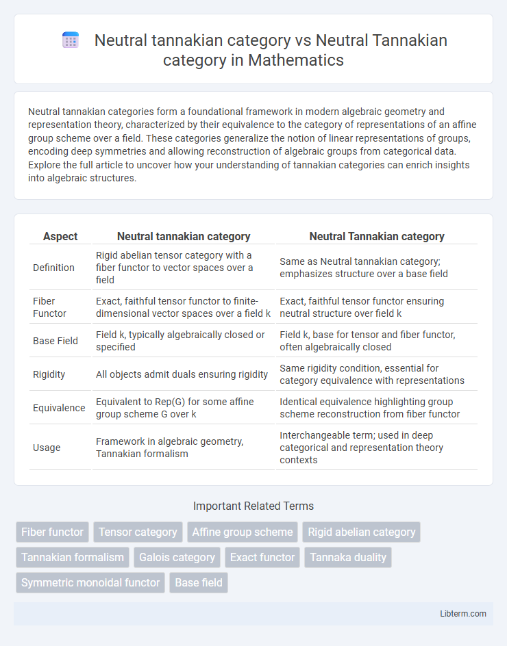 Neutral Tannakian category vs Neutral tannakian category in Mathematics - What is The Difference?