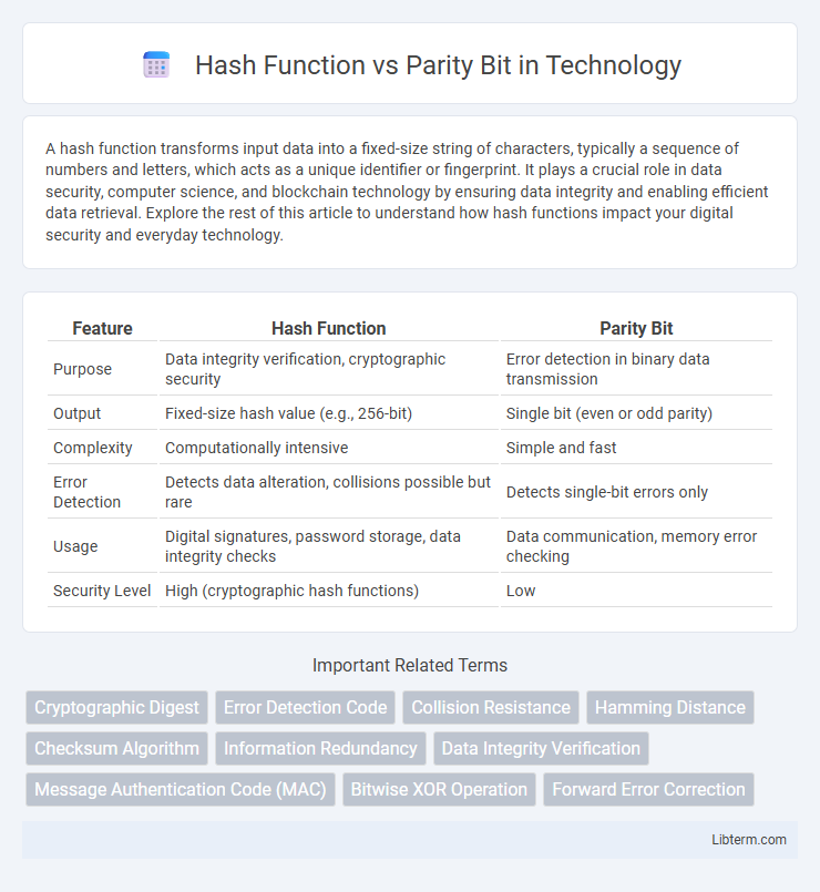 Parity Bit vs Hash Function in Technology - What is The Difference?