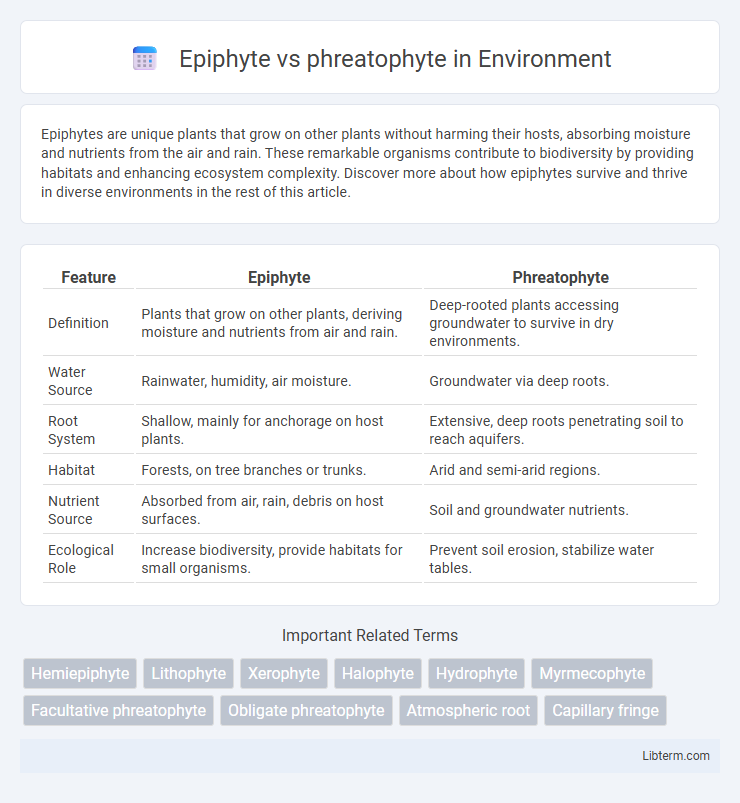 phreatophyte vs Epiphyte in Environment - What is The Difference?