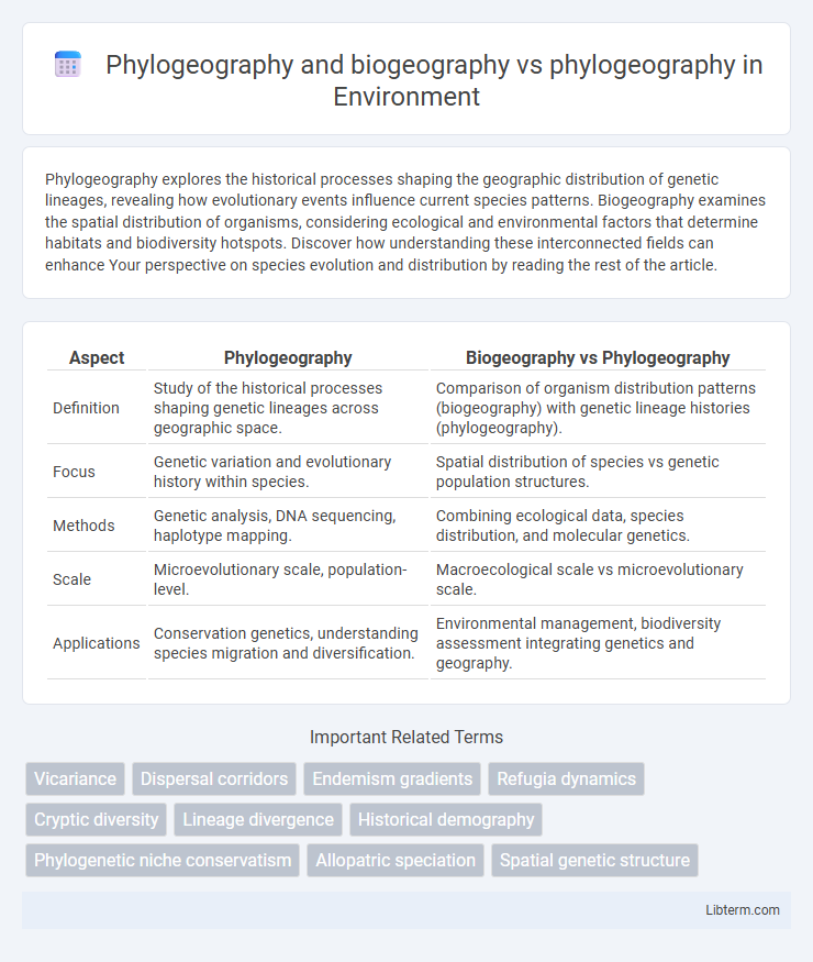 phylogeography vs Phylogeography and biogeography in Environment - What is The Difference?