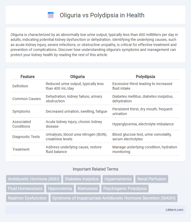 Polydipsia vs Oliguria in Health - What is The Difference?
