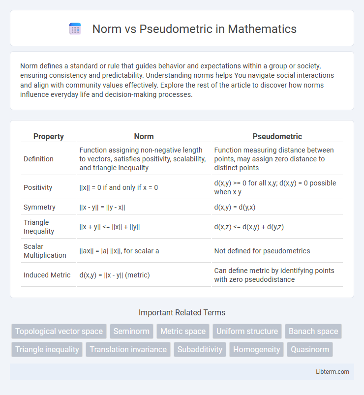Pseudometric vs Norm in Mathematics - What is The Difference?