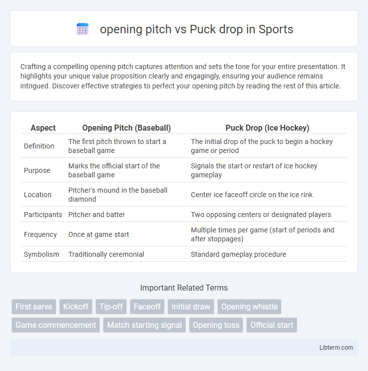 Puck drop vs opening pitch in Sports - What is The Difference?