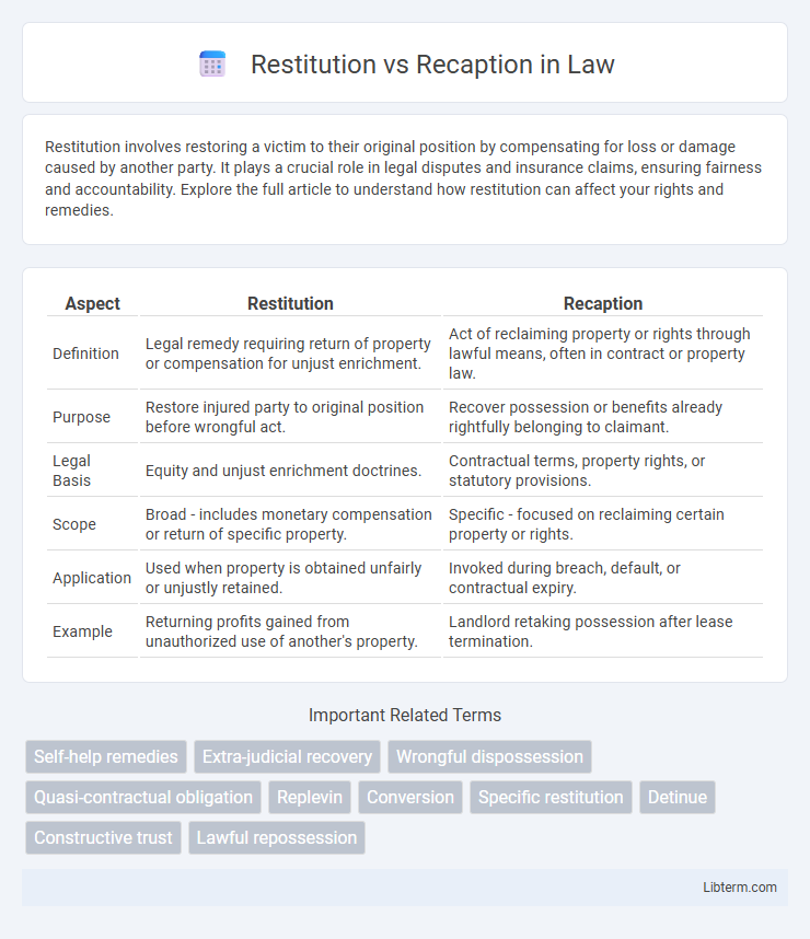 Recaption vs Restitution in Law - What is The Difference?