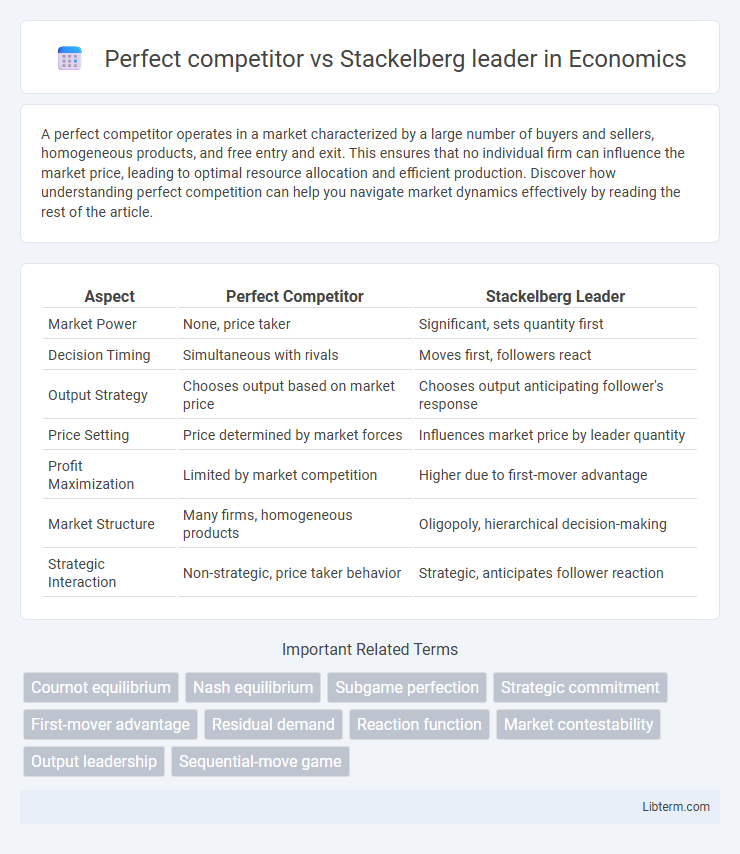 Stackelberg leader vs Perfect competitor in Economics - What is The Difference?