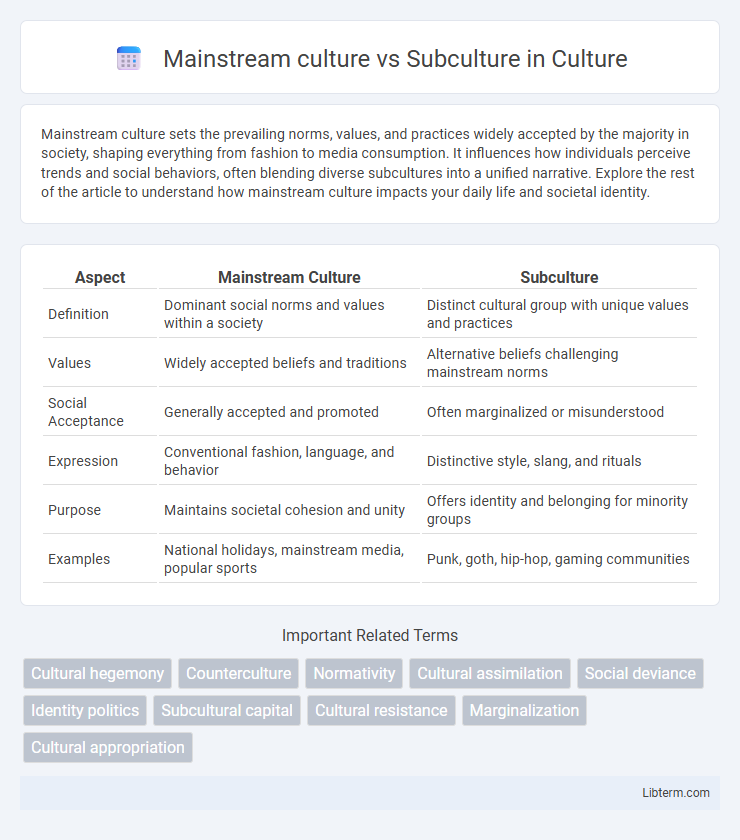 Subculture vs Mainstream culture in Culture - What is The Difference?