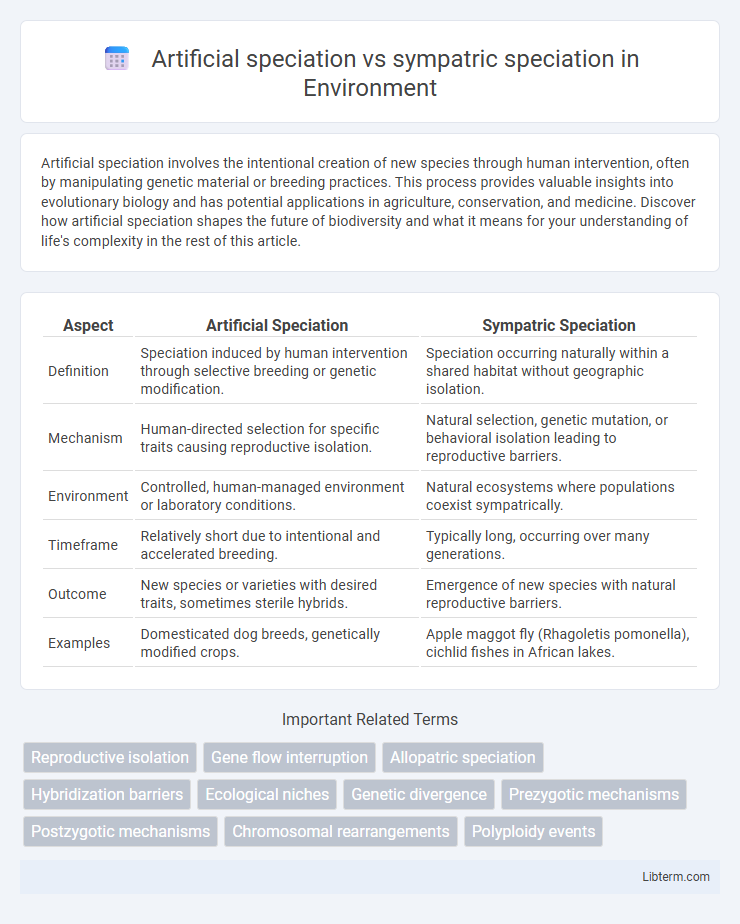 sympatric speciation vs Artificial speciation in Environment - What is The Difference?