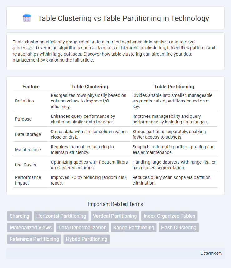 Table Partitioning vs Table Clustering in Technology - What is The Difference?