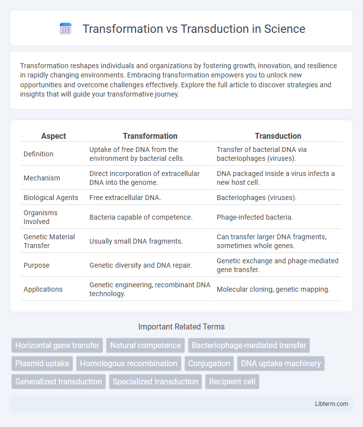 Transduction vs Transformation in Science - What is The Difference?