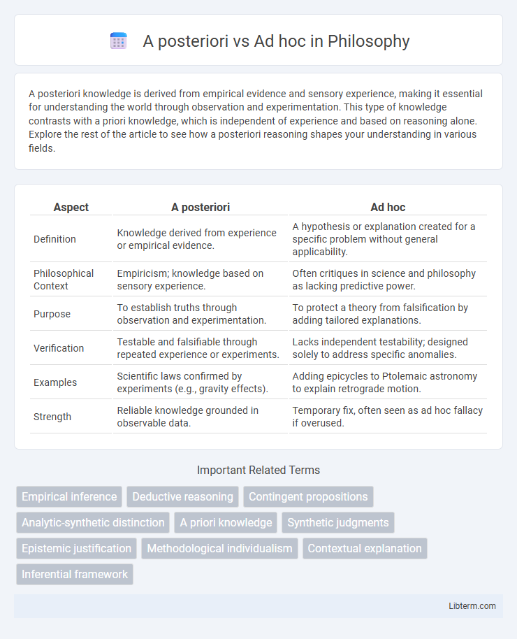 Ad hoc vs A posteriori in Philosophy - What is The Difference?