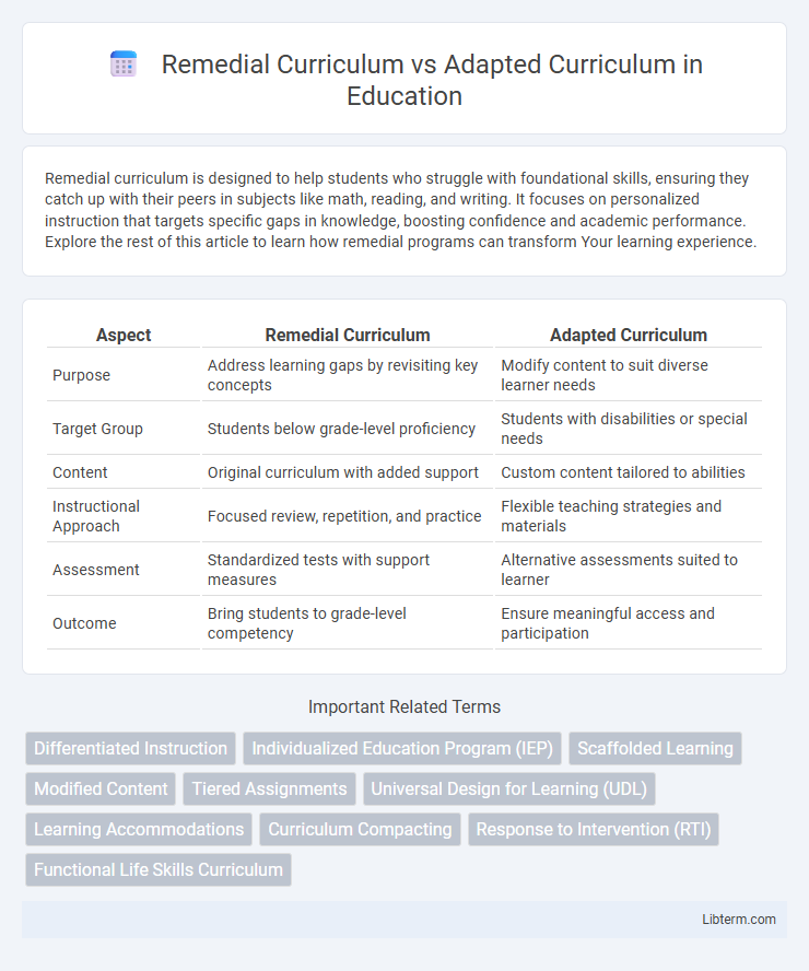 Adapted Curriculum vs Remedial Curriculum in Education - What is The Difference?