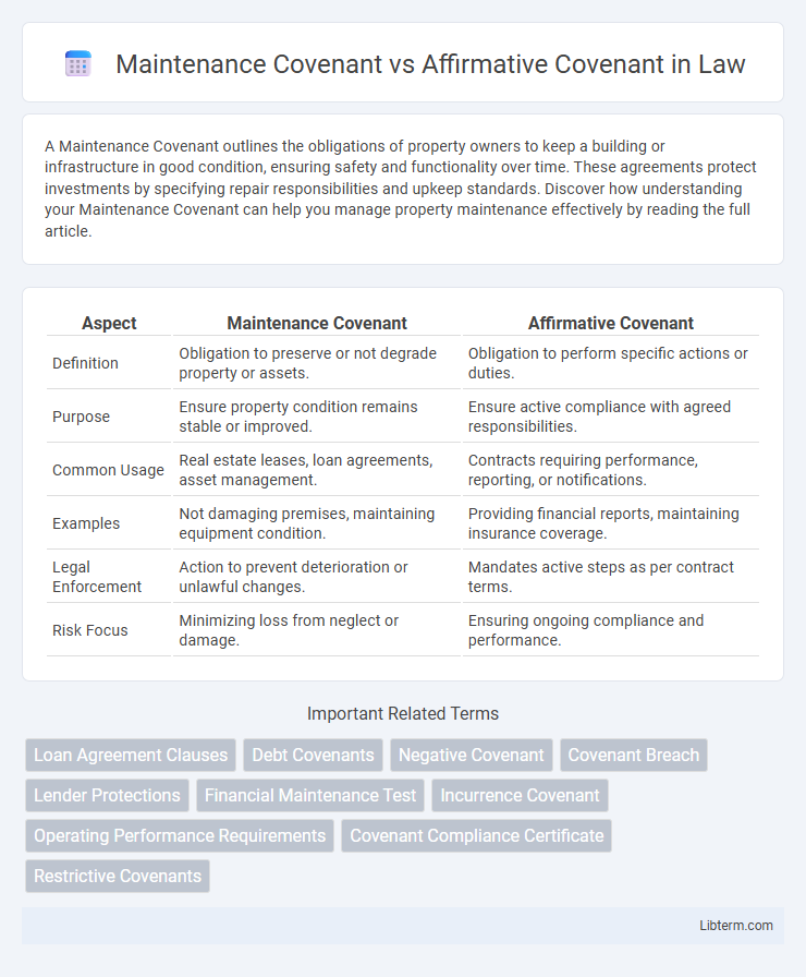 Affirmative Covenant vs Maintenance Covenant in Law - What is The Difference?