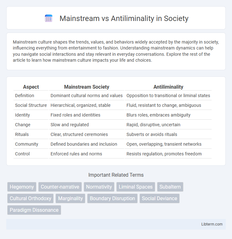 Antiliminality vs Mainstream in Society - What is The Difference?