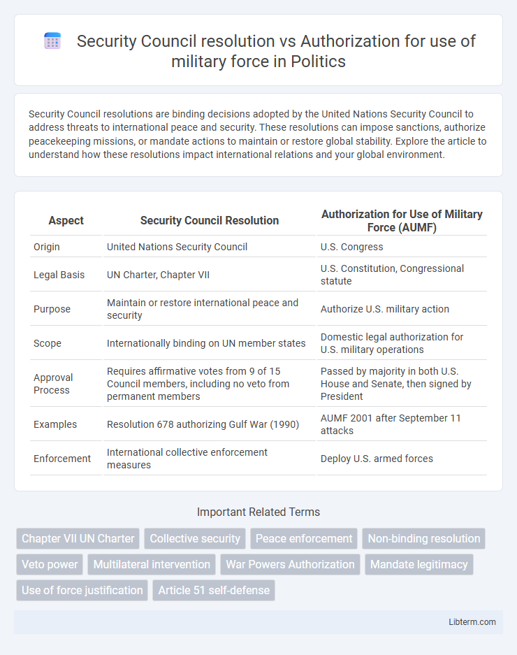 Authorization for use of military force vs Security Council resolution in Politics - What is The Difference?