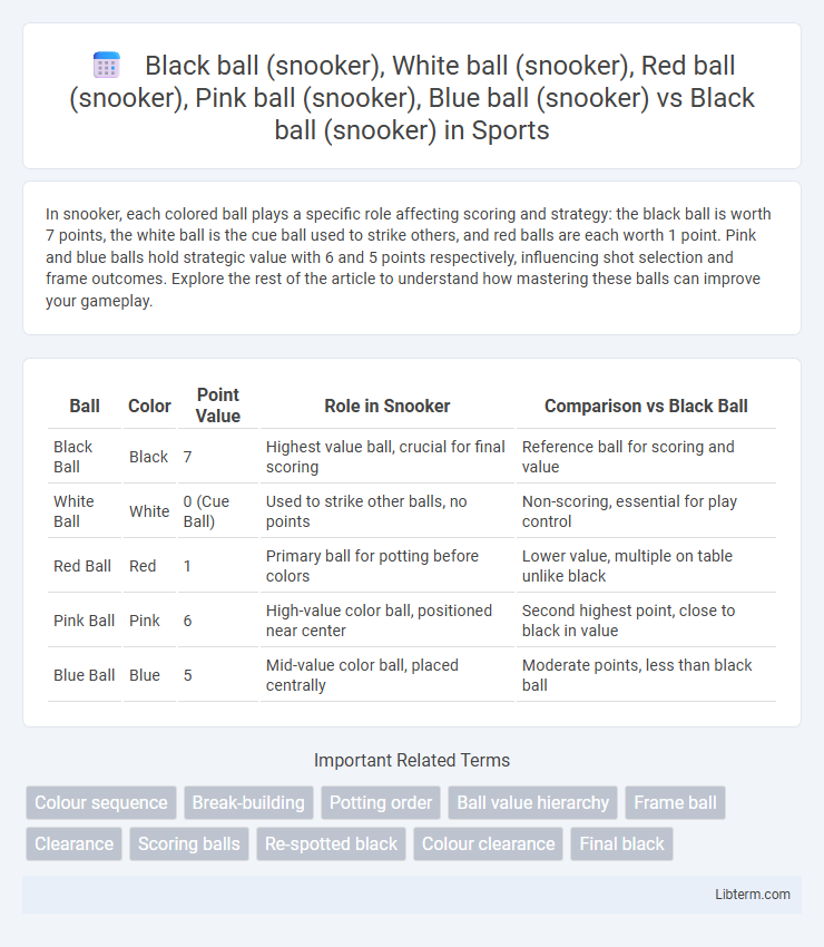 Black ball (snooker) vs Black ball (snooker), White ball (snooker), Red ball (snooker), Pink ball (snooker), Blue ball (snooker) in Sports - What is T