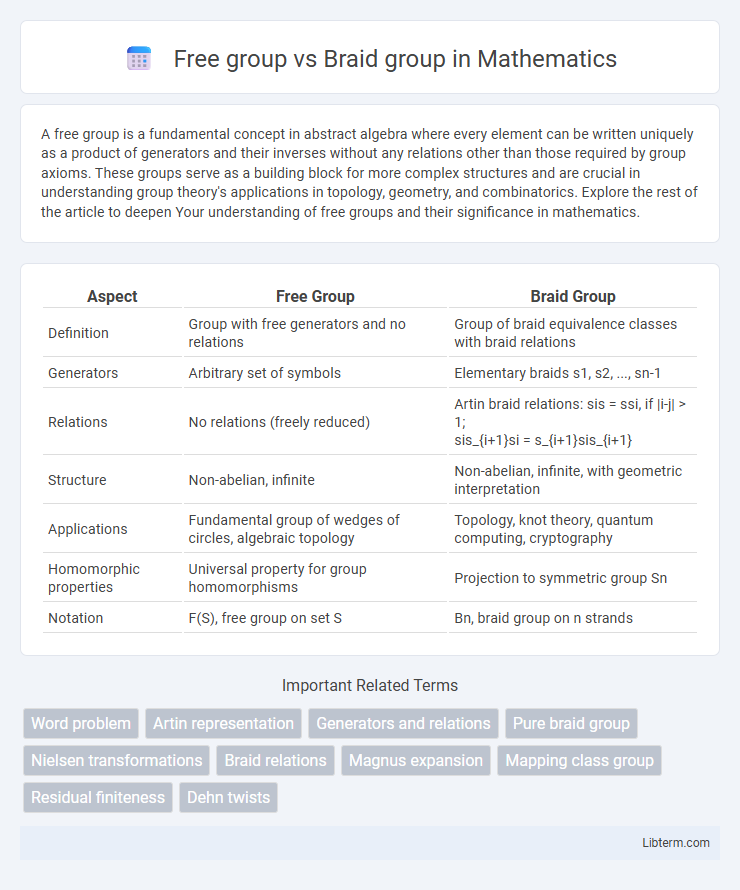 Braid group vs Free group in Mathematics - What is The Difference?