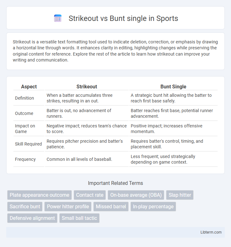Bunt single vs Strikeout in Sports - What is The Difference?
