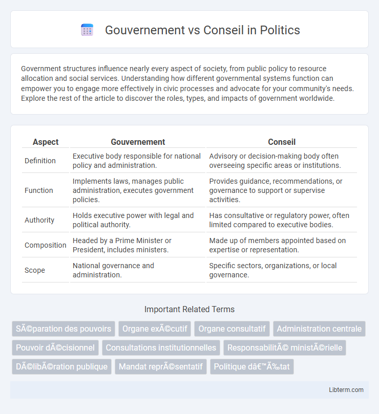Conseil vs Gouvernement in Politics - What is The Difference?