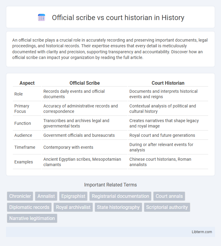 court historian vs Official scribe in History - What is The Difference?