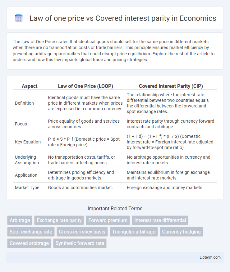 Covered interest parity vs Law of one price in Economics - What is The Difference?