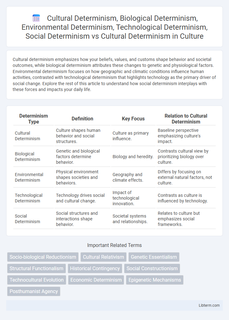 Cultural Determinism vs Cultural Determinism, Biological Determinism, Environmental Determinism, Technological Determinism, Social Determinism in Cult