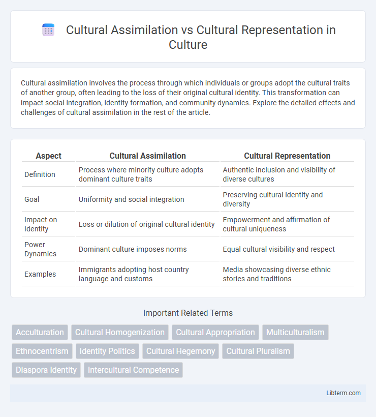 Cultural Representation vs Cultural Assimilation in Culture - What is The Difference?
