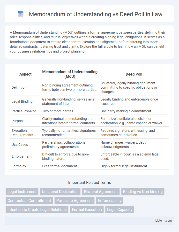 Deed Poll vs Memorandum of Understanding in Law - What is The Difference?