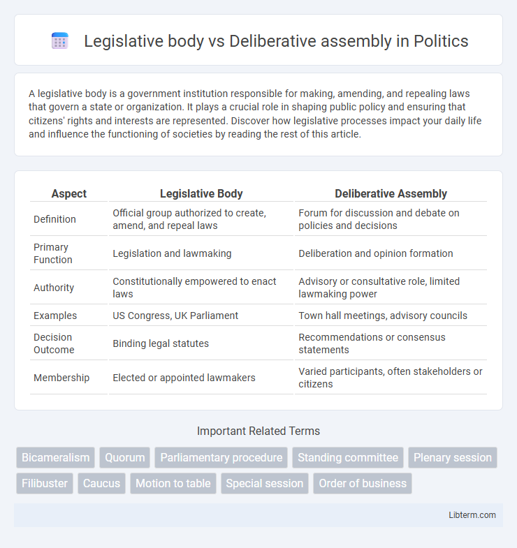 Deliberative assembly vs Legislative body in Politics - What is The Difference?