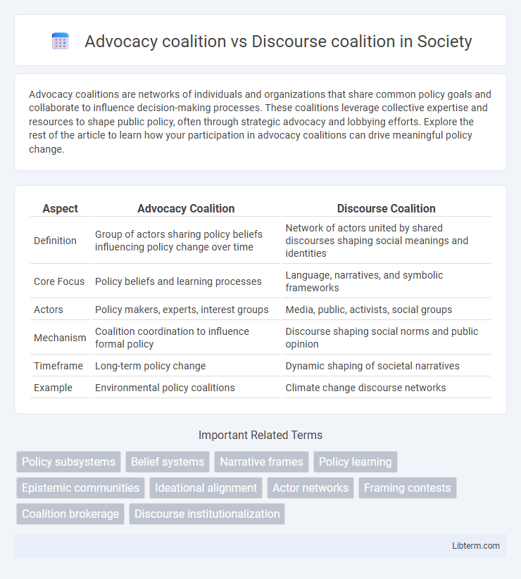 Discourse coalition vs Advocacy coalition in Society - What is The Difference?