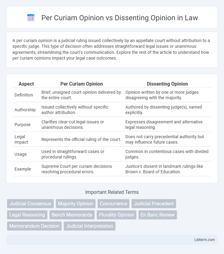 Dissenting Opinion vs Per Curiam Opinion in Law - What is The Difference?