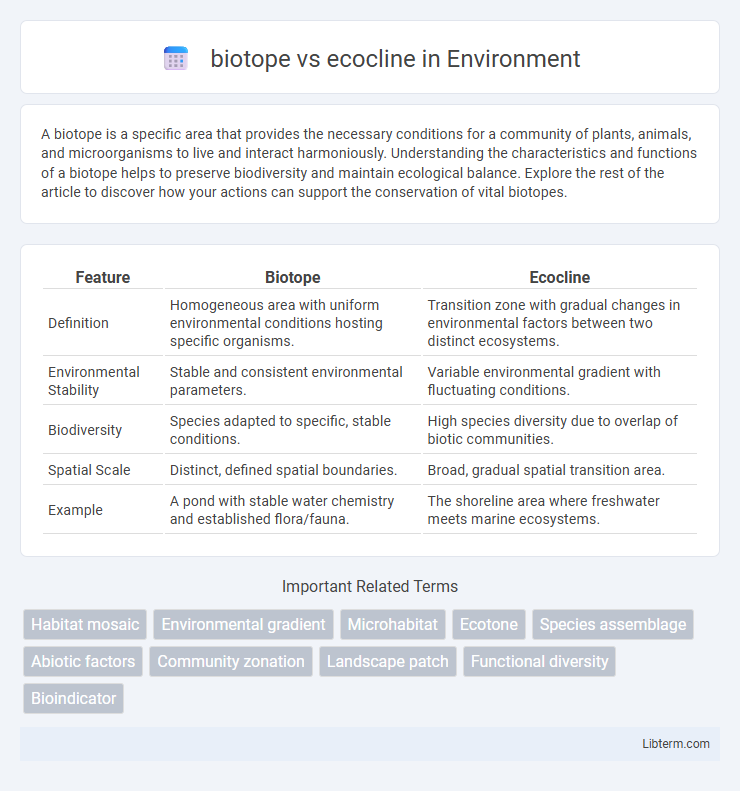 ecocline vs biotope in Environment - What is The Difference?