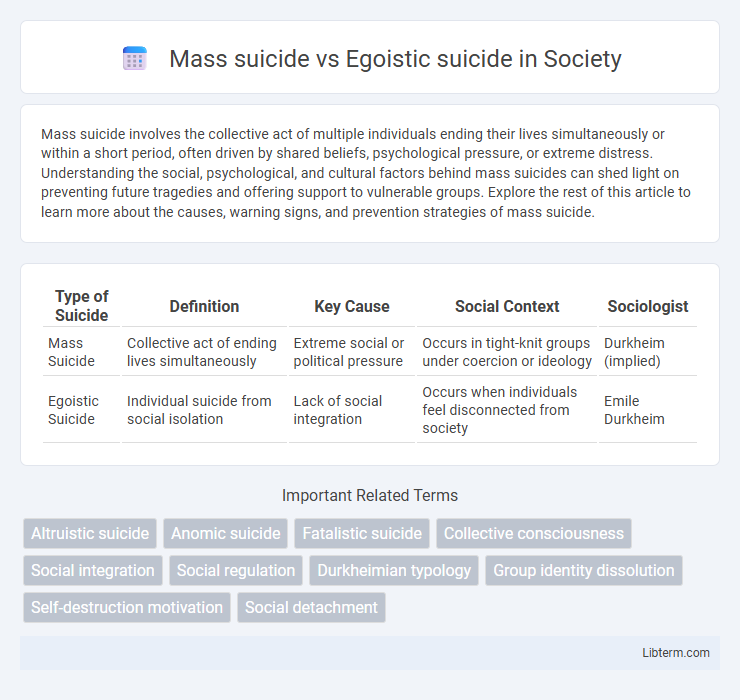 Egoistic suicide vs Mass suicide in Society - What is The Difference?