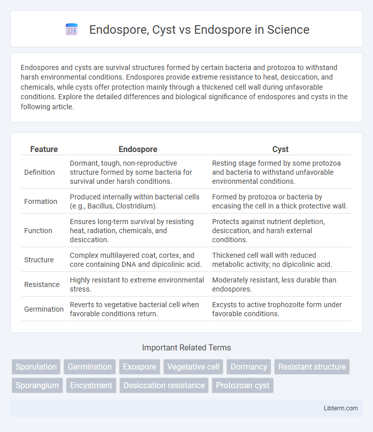 Endospore vs Endospore, Cyst in Science - What is The Difference?
