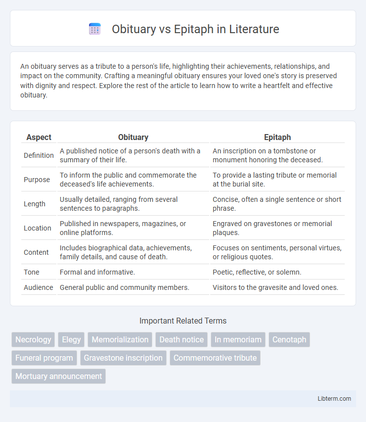 Epitaph vs Obituary in Literature - What is The Difference?