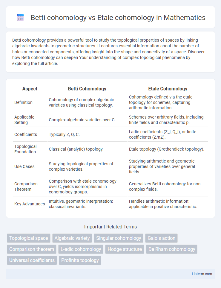 Etale cohomology vs Betti cohomology in Mathematics - What is The Difference?