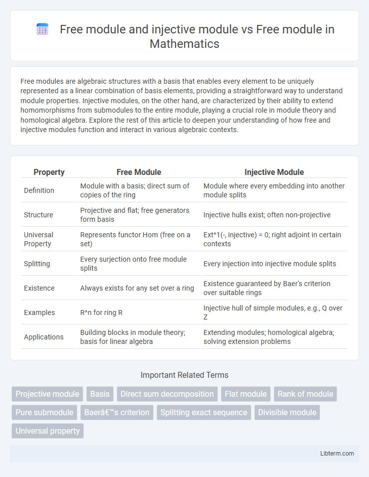 Free module vs Free module and injective module in Mathematics - What is The Difference?