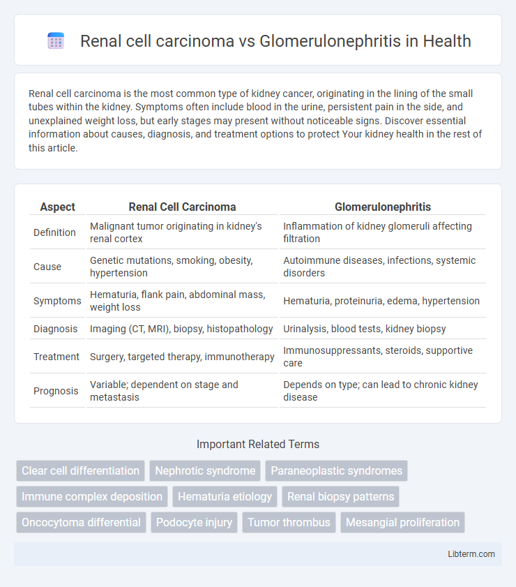 Glomerulonephritis vs Renal cell carcinoma in Health - What is The Difference?