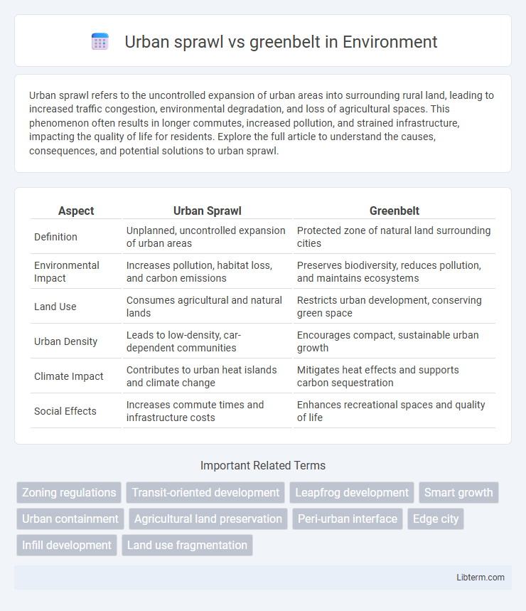 greenbelt vs Urban sprawl in Environment - What is The Difference?