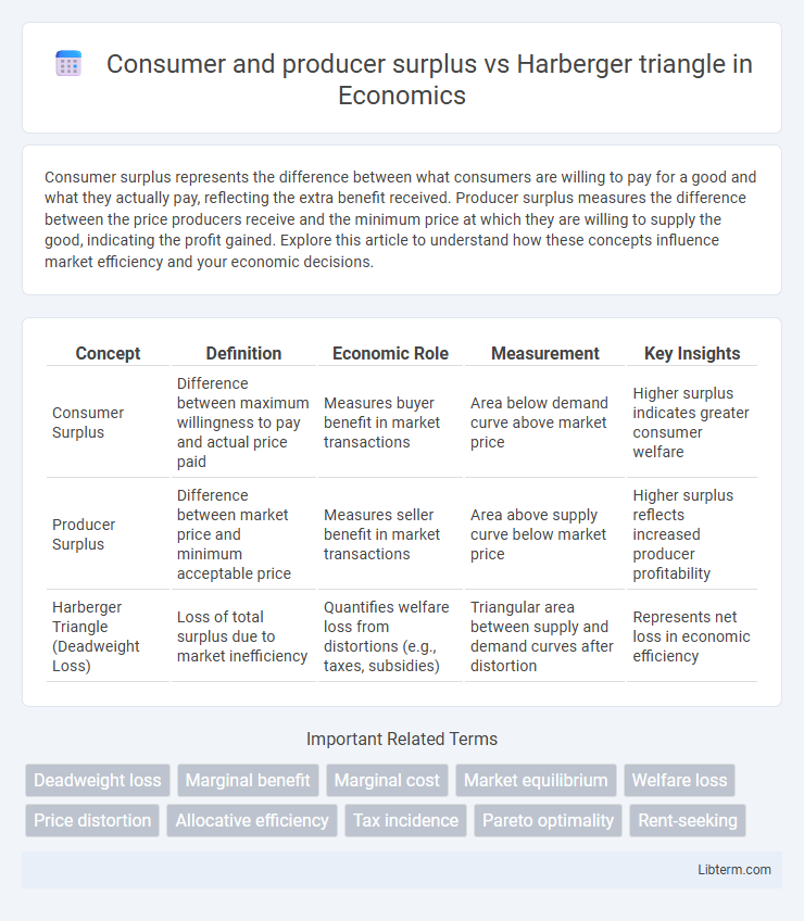 Harberger triangle vs Consumer and producer surplus in Economics - What is The Difference?