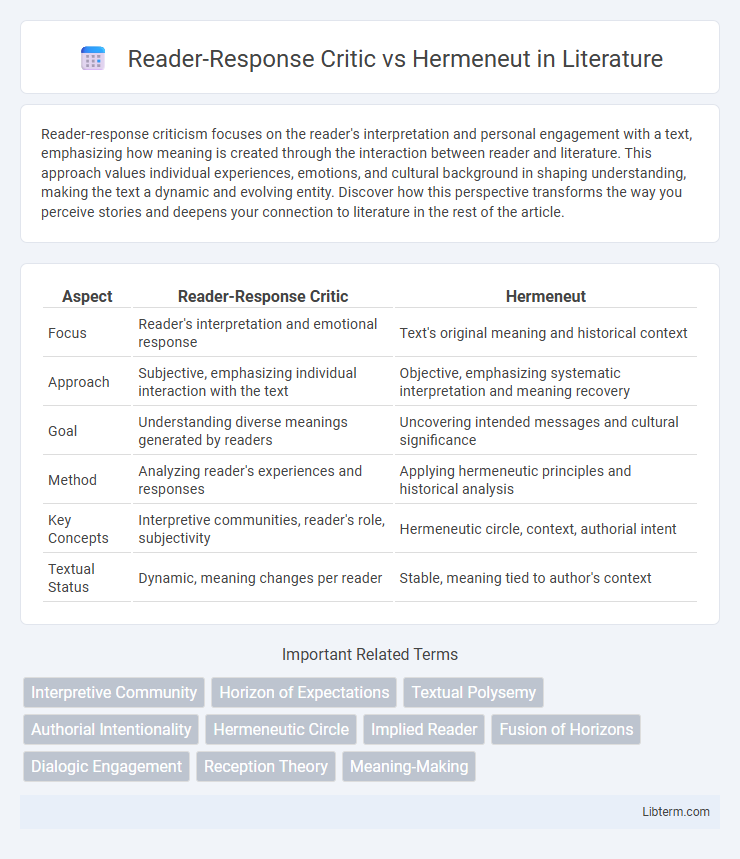Hermeneut vs Reader-Response Critic in Literature - What is The Difference?
