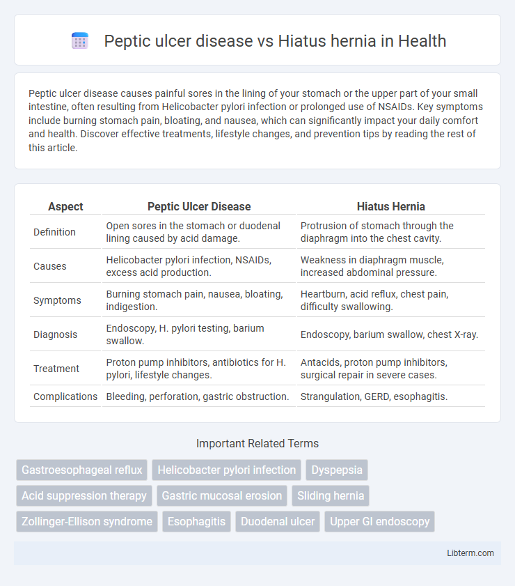 Hiatus hernia vs Peptic ulcer disease in Health - What is The Difference?