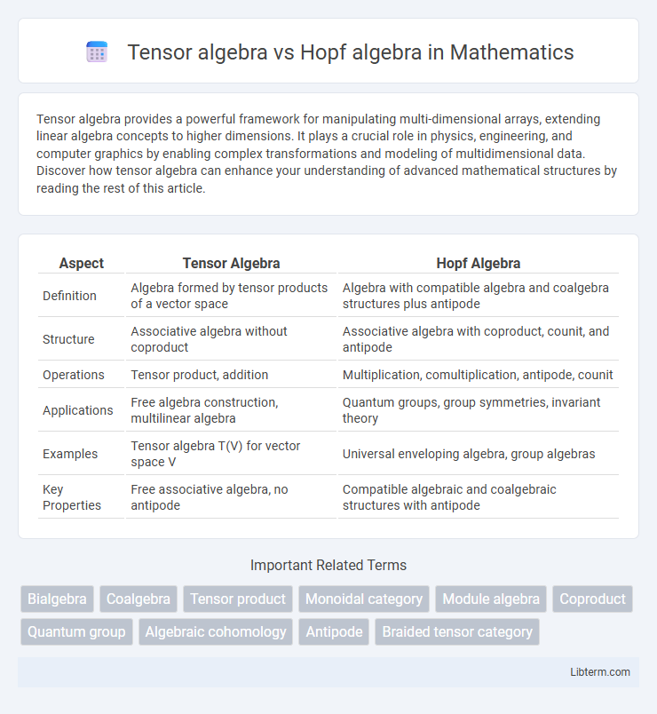 Hopf algebra vs Tensor algebra in Mathematics - What is The Difference?