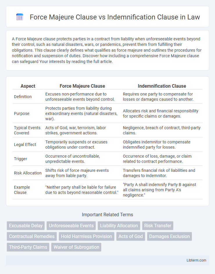 Indemnification Clause vs Force Majeure Clause in Law - What is The Difference?