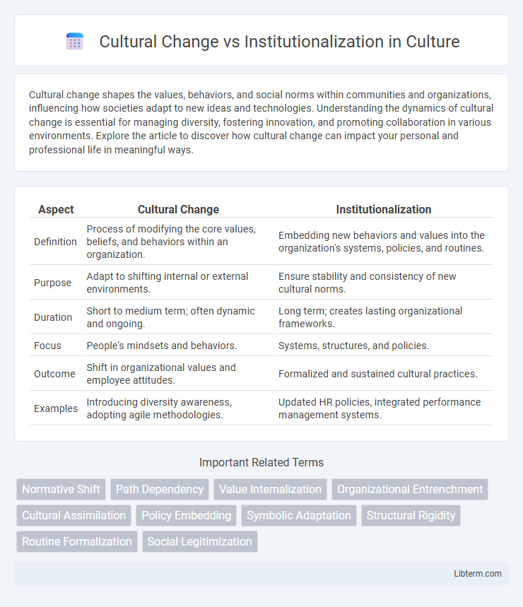 Institutionalization vs Cultural Change in Culture - What is The Difference?