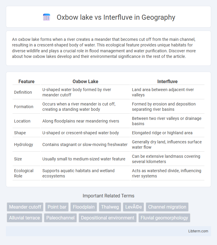 Interfluve vs Oxbow lake in Geography - What is The Difference?