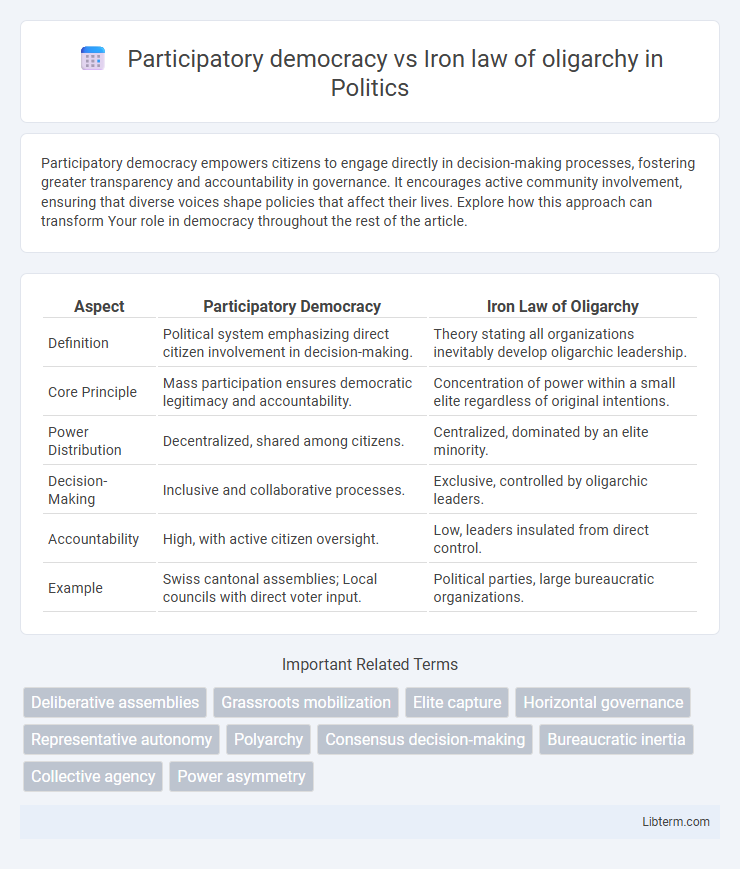 Iron law of oligarchy vs Participatory democracy in Politics - What is The Difference?