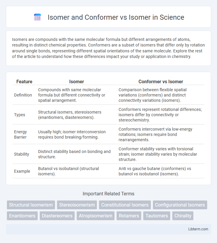 Isomer vs Isomer and Conformer in Science - What is The Difference?