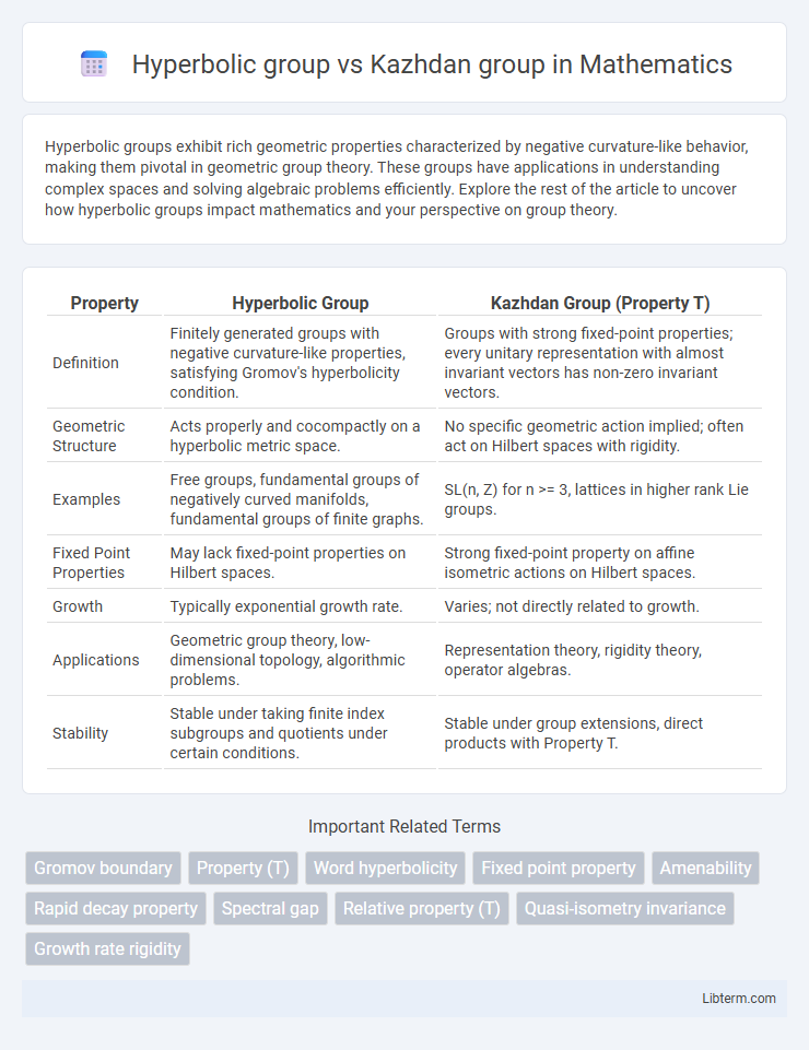 Kazhdan group vs Hyperbolic group in Mathematics - What is The Difference?