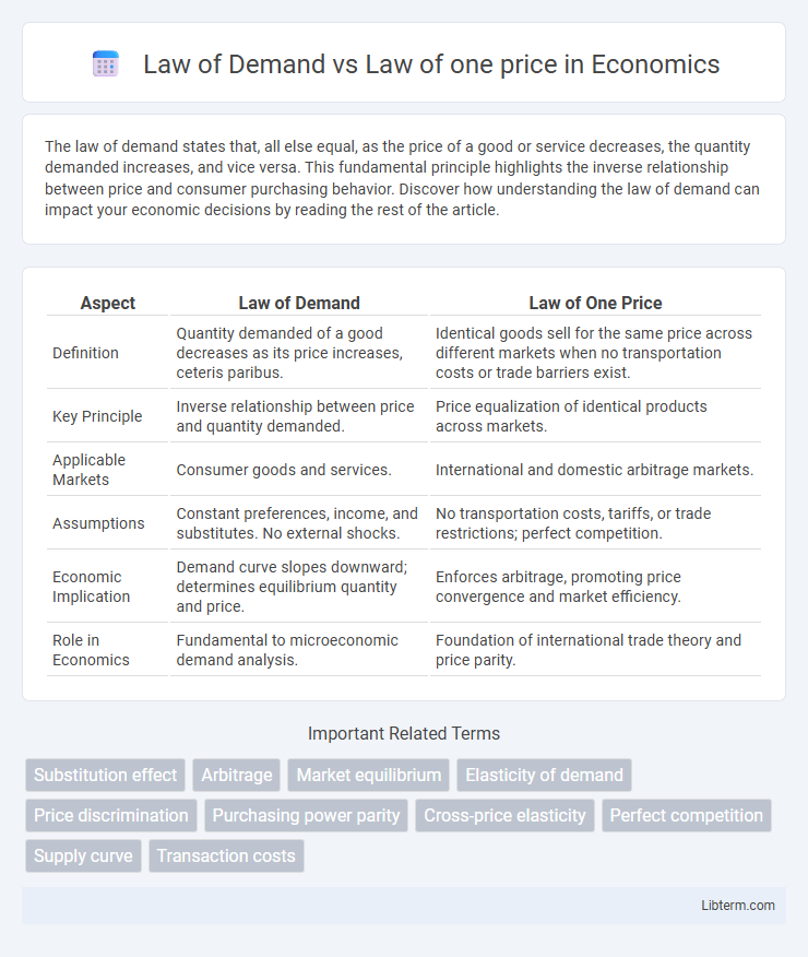 Law of one price vs Law of Demand in Economics - What is The Difference?