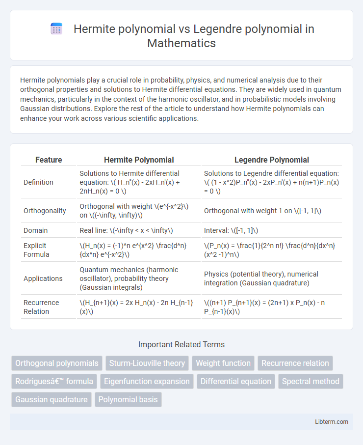 Legendre polynomial vs Hermite polynomial in Mathematics - What is The Difference?